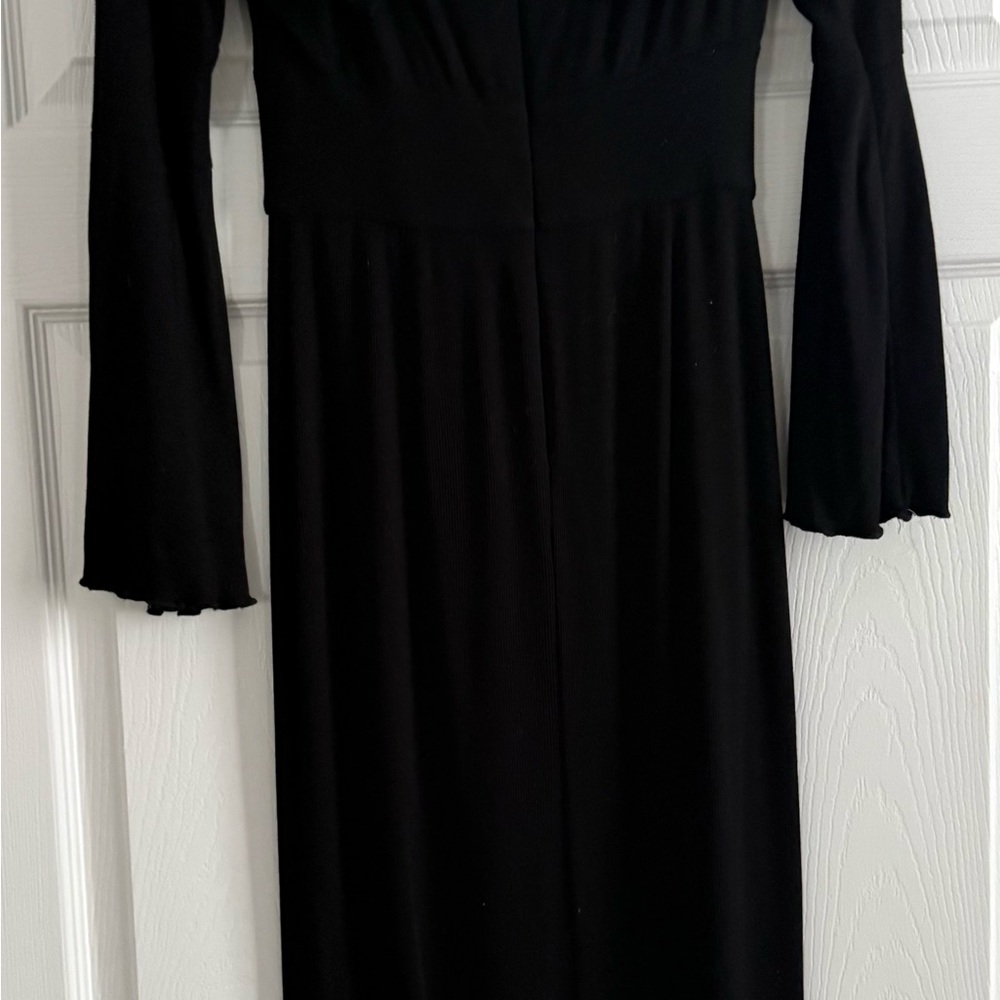Stone Cold Fox Black Knit Midi Off/Shoulder Dress with Wide Sleeves